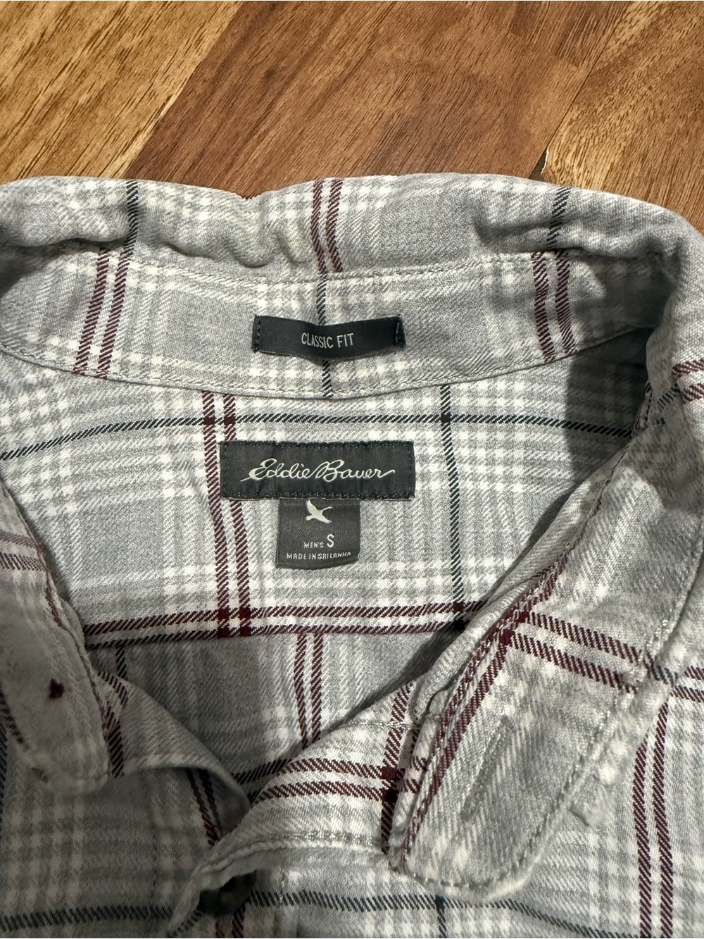 Eddie Bauer White Plaid Long-Sleeve Button-Down Shirt - Picture 4 of 5